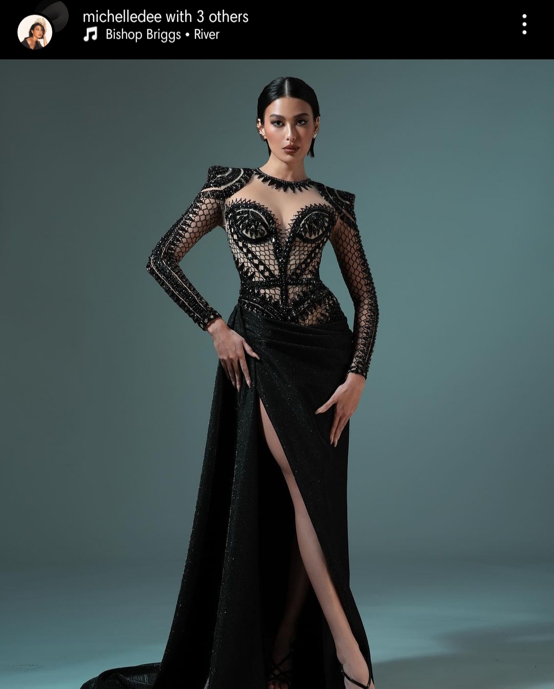 Michelle Dee's Black Evening Gown At Miss Universe 2023